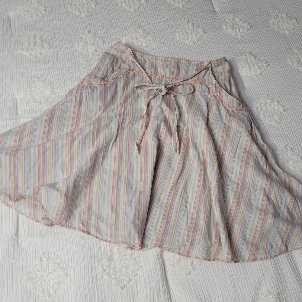 FREE PEOPLE Striped Cotton Skirt